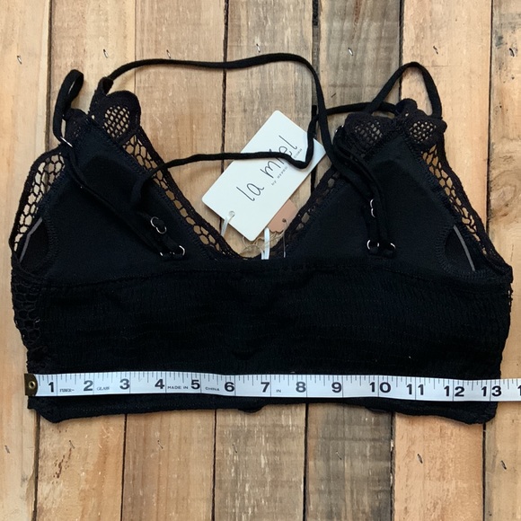 Black Crochet Bralette Elastic Back NWT by La Miel - Picture 3 of 7
